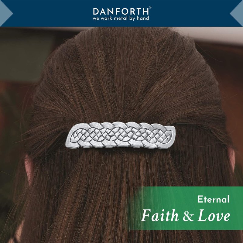 Celtic Knot Barrette - Handcrafted Pewter Hair Clip for Thick Hair | 3.5" Long x 0.75" High