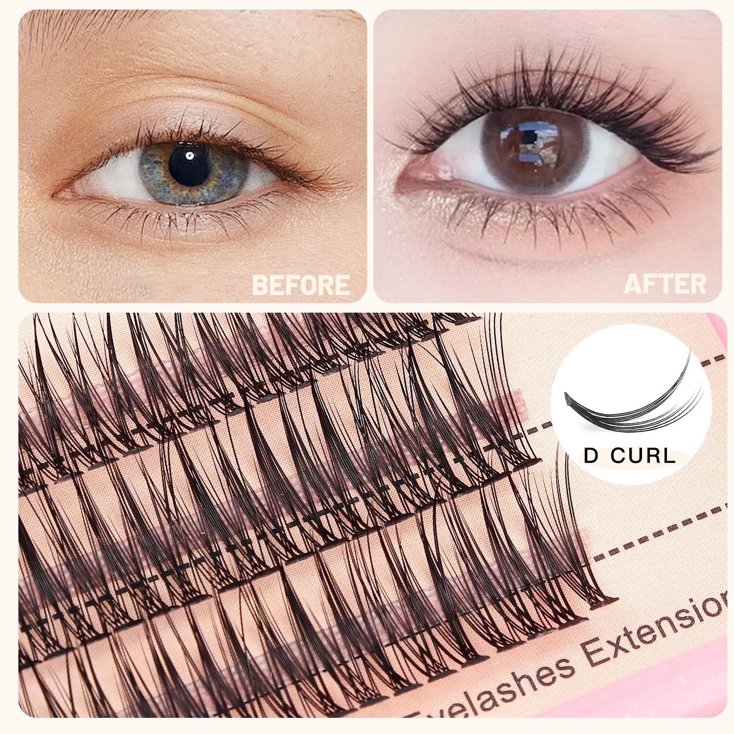 Bodermincer 120pcs 8mm/10mm/12mm/14mm/16mm to Choose Fish Tail Design 0.1 C Curl 3D Individual Mink False Eyelashes Extension Soft Black Fake False Eye Lashes （12mm）