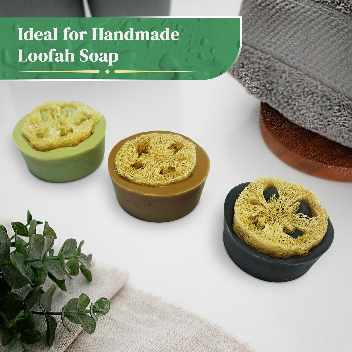 Natural Loofah Slices for Soap Making (20 Pack) - Organic Loufa Cuts - Bulk Luffa - Soap Making Supplies