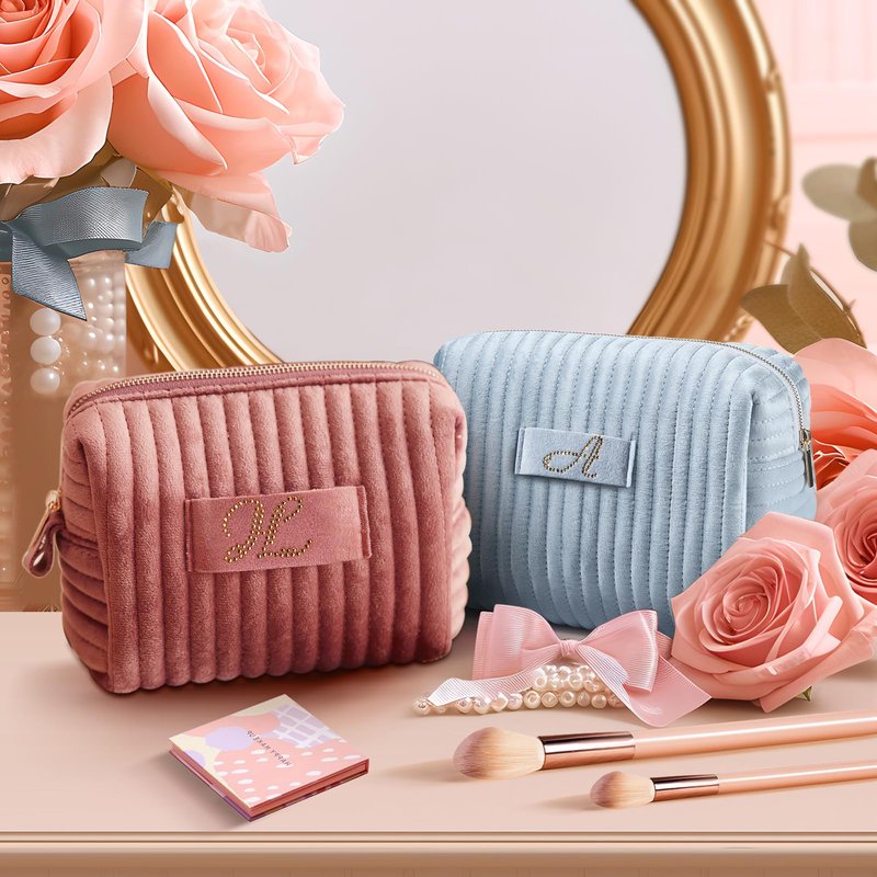 A-Z Monogrammed Gifts with Diamonds for Women Practica,Birthday Gifts for Women Mom,Wedding Favors,Custom Makeup Baglarge Cosmetic Bags,Travel Toiletry Bag Essentials,Personalised Bridesmaid(Pink K)