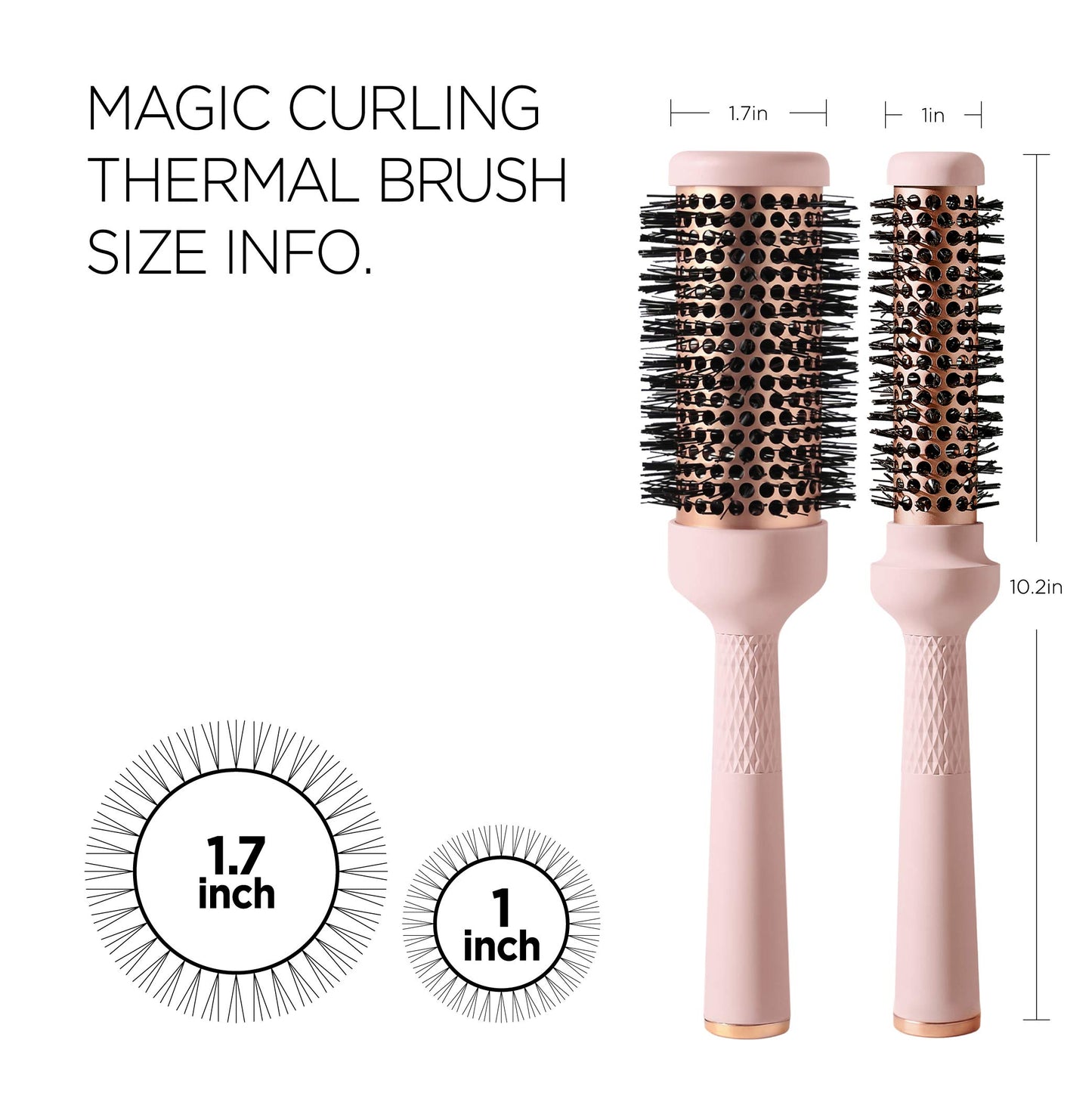 F3 Systems Magic Curling Round Brush Set (1&1.7Inches), Cut Drying Time, Self-Standing Round Brush, Great Blowout,Ceramic Coated Barrel,Quick Styling,Blowout Volume,Ionic Thermal Barrel, Wave Styler