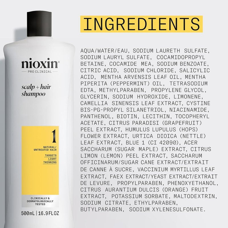 Nioxin Scalp & Hair Thickening Shampoo - Strengthen Natural Hair with Niacinamide & Biotin | Light Thinning Solution