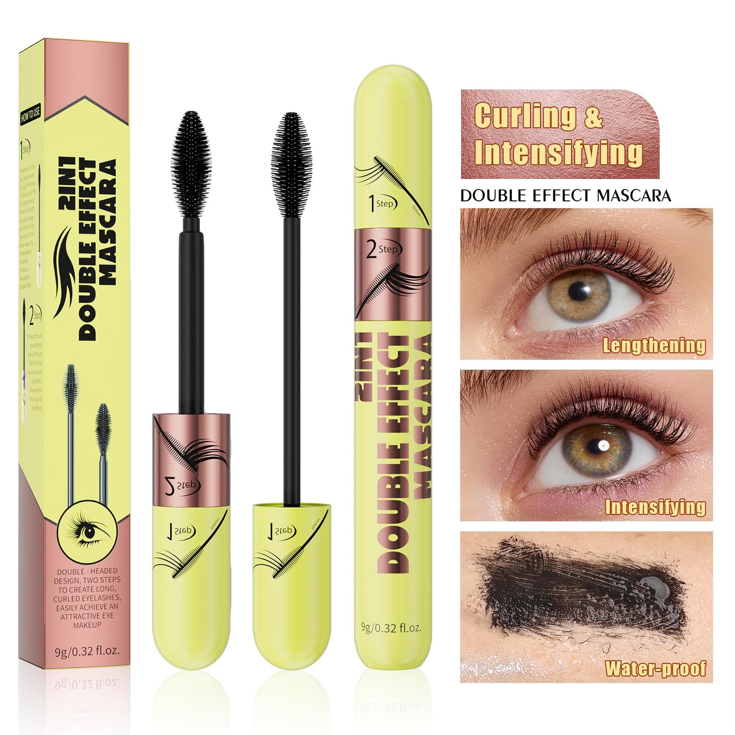 Black Tubing Mascara for Volume and Length - Waterproof, Washable, No Smudge, Full and Soft Formula with Prime Lash Care(Black*1)