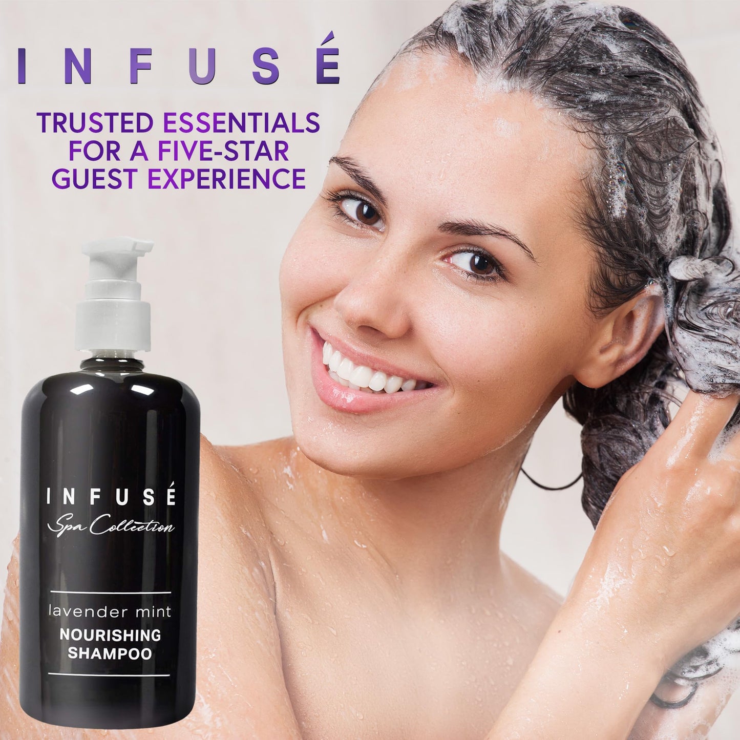 1-Shoppe All-in-Kit | Infuse Lavender Mint Shampoo | Spa Collection | Hotel Amenities in Pump Bottle | 10.14 oz. / 300 ml (4 Bottles)