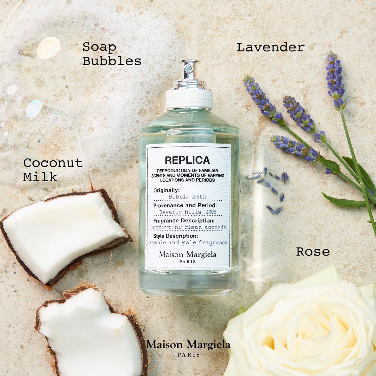 Maison Margiela - Replica - Bubble Bath Eau de Toilette - Fresh Fragrance - With Soap Bubbles, Rose & Coconut Milk - 1.0 Fl Oz