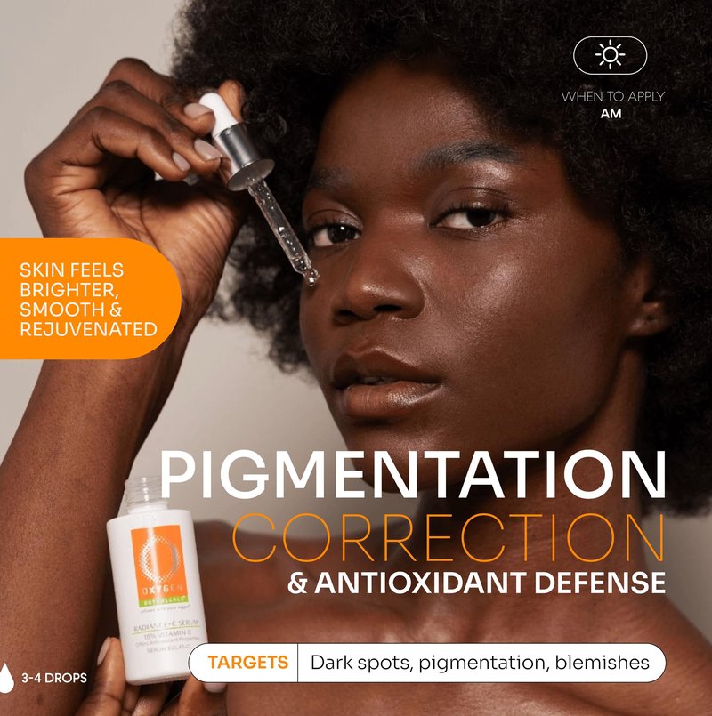 Oxygen Botanicals Radiance C Serum 15%, antioxidant formula to rejuvenate and protect the skin, minimizes dark spots, pigmentation and blemishes, alcohol-free-30ml (Radiance C Serum)