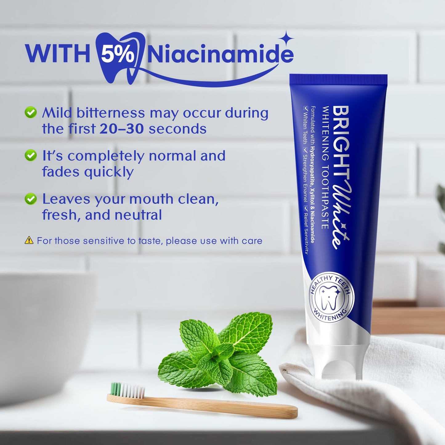 PearlSmile Hydroxyapatite Niacinamide Whitening Toothpaste – 5% Niacinamide + 10% Nano-Hydroxyapatite (nHAp) – Strengthens Enamel & Remineralizes – Fluoride-Free, 4.2oz (Pack of 2)