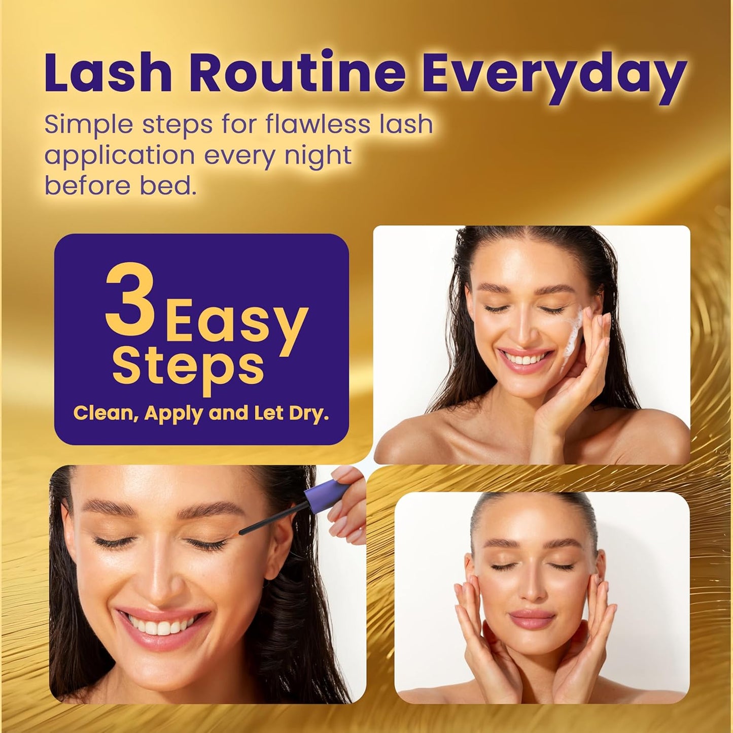 Eyelash Growth Serum - Prostaglandin-Free Formula for Thicker, Longer Lashes | Vegan & Cruelty-Free, 3ml, 90-Day Supply