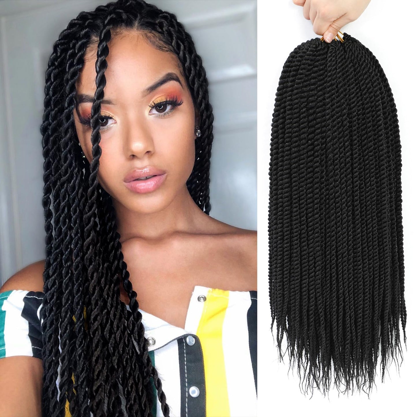 Senegalese Twist Crochet Hair-8 Packs 12 Inch,1B#