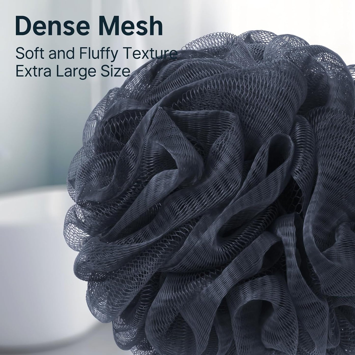 AmazerBath Loofah Sponge, Shower Loofah for Men and Women - Body Scrubber Loofa Set of 3 Classic Black & White Edge, Bath Sponge 60g/PCS