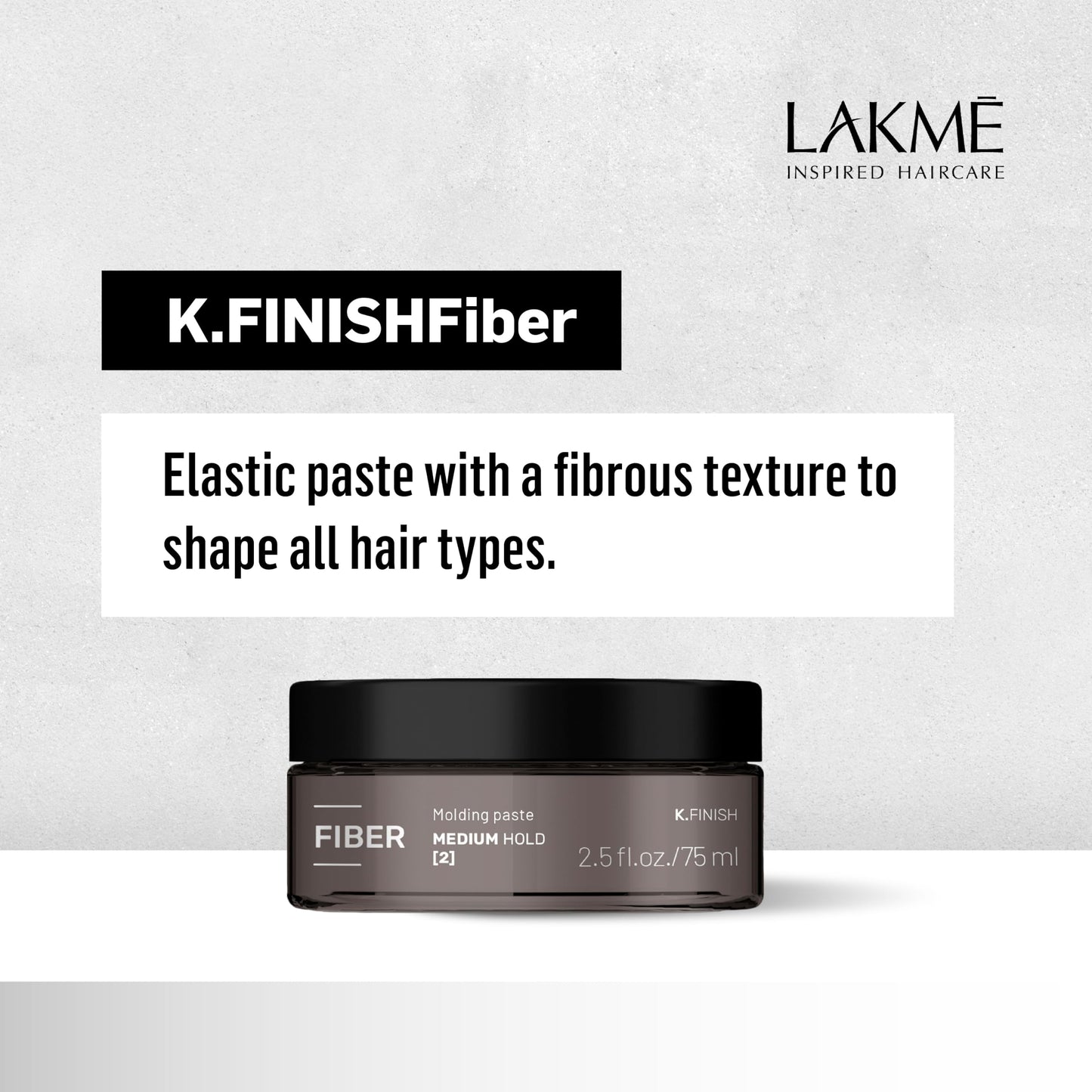 Lakmé K.Finish Fiber Medium Hold Styling Paste, Hair Pomade, Hair Styling Wax, Texturizing Paste, 2.5 Fl Oz