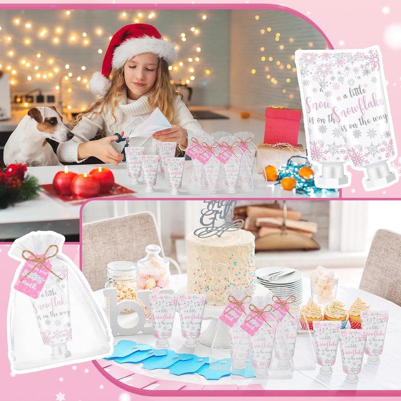 Baby Shower Hand Cream Gift Set - 48 Sets of Mini Travel Size Lotion for Guests | Snowflake Design