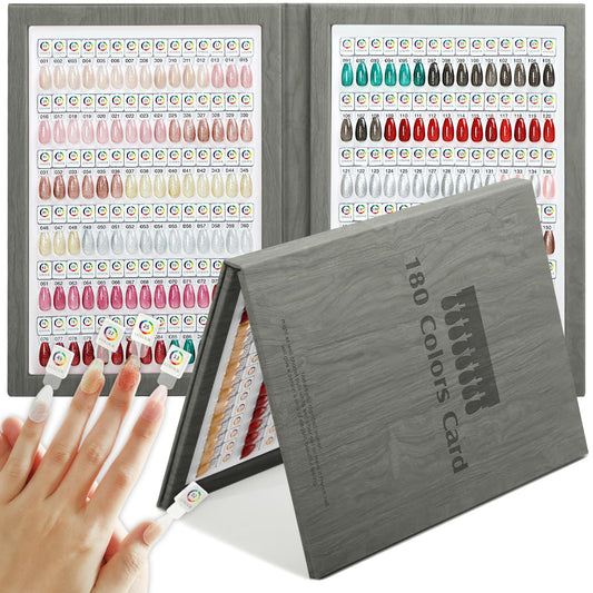 C12rtive 180 Magnetic Nail Swatch Book,Leather Magnetic Color Display Book with 192 Magnetic Tips & 1-180 Number Labels,Perfect for Nail Polish Nails Art Design(Grey)