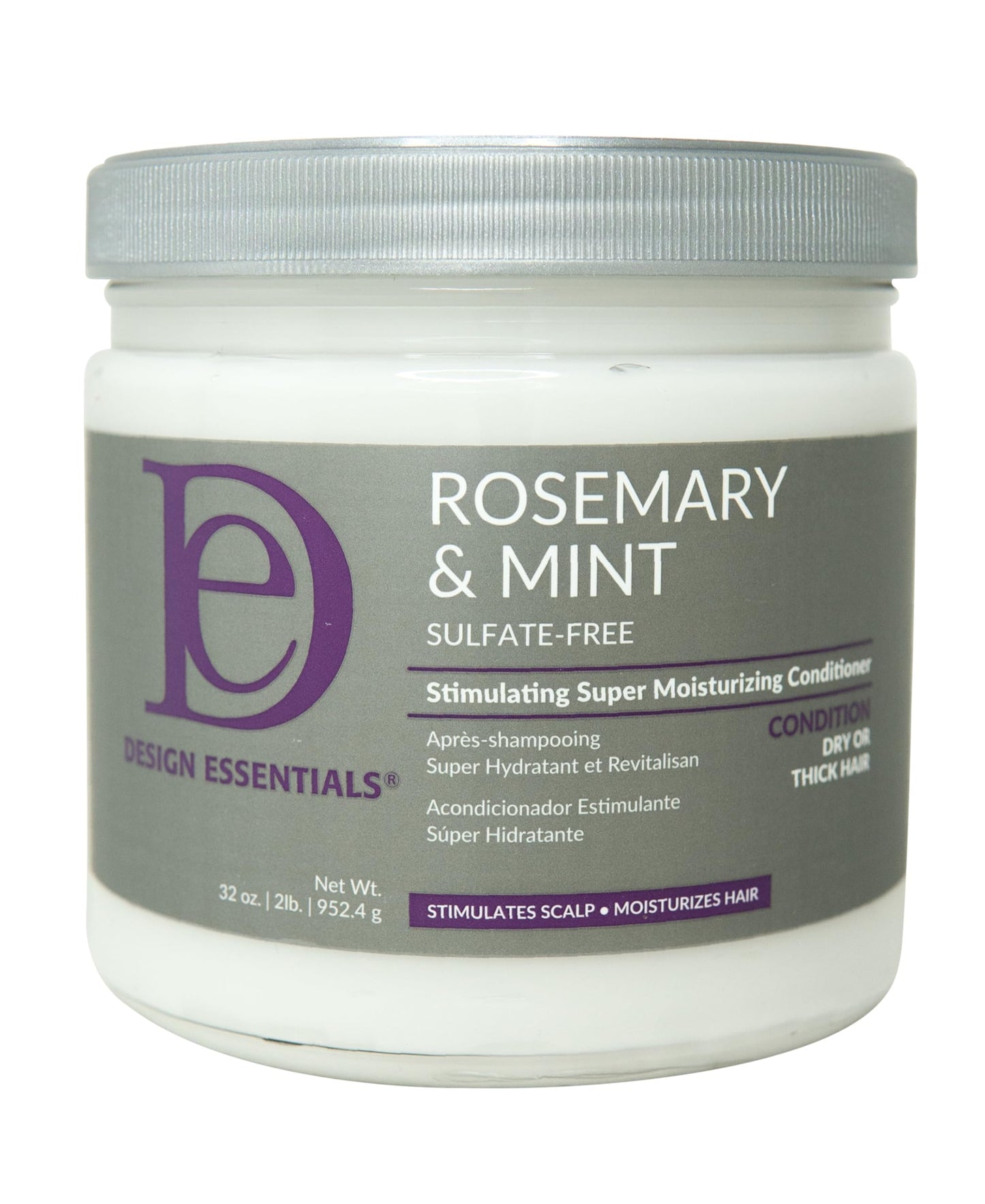 Design Essentials Rosemary & Mint Stimulating Super Moisturizing Conditioner for Dry, Thick, or Brittle Hair; Sulfate-Free, Stimulates Scalp, Moisturizes Hair, 32 Oz