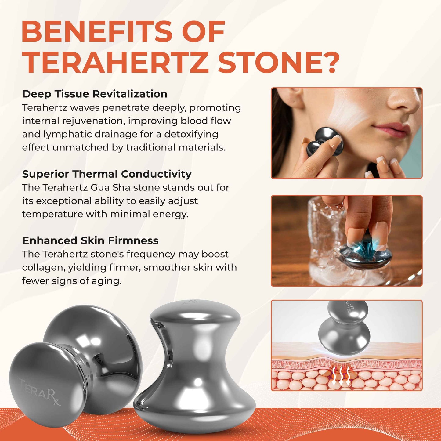 TeraRX® Terahertz Stone Gua Sha & Massage Tools – Authentic Terahertz Tools for Lymphatic Drainage, Tension Relief, and Facial Relaxation (Mushroom Gua Sha)