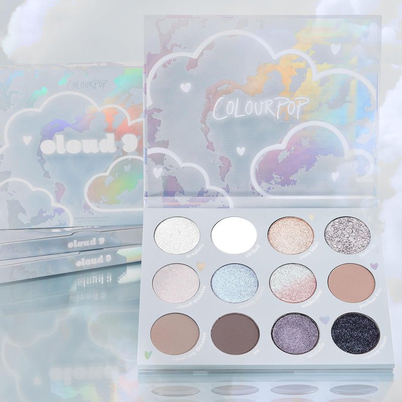 ColourPop Eyeshadow Palette - High-Pigment Eye Makeup with Matte, Metallic & Glitter Finishes | Cloud 9 (0.49 oz)