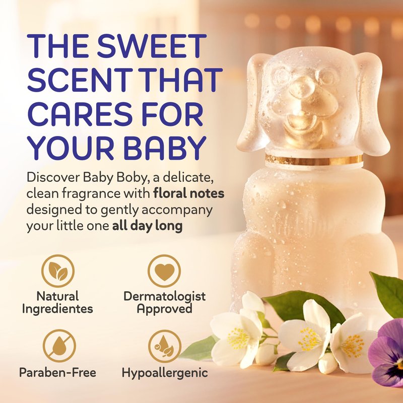 Zermat Boby | Baby Cologne Unisex Perfume |Paraben-Free, Hypoallergenic & Gentle Formula | Long-Lasting Powdery, Clean, Floral Perfume Violet & White Flowers | Perfumes para Bebes | 65ml /2.2oz