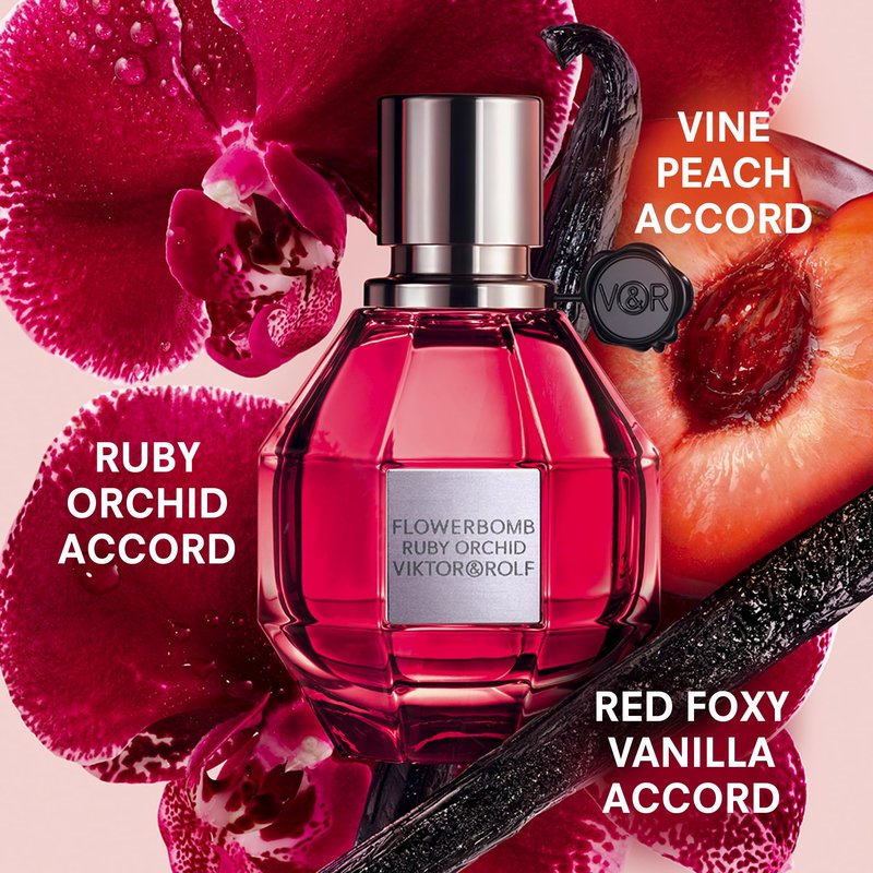 Viktor&Rolf - Flowerbomb Ruby Orchid Eau de Parfum - Women's Perfume - Floral & Fruity - With Notes of Vanilla & Peach - 0.34 Fl Oz - Travel Size