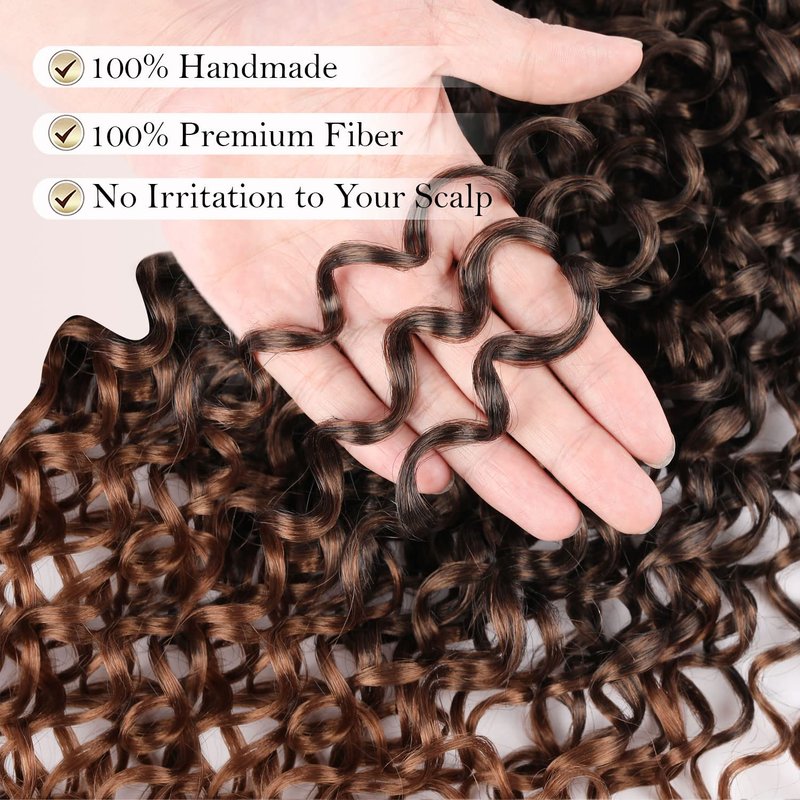 8 Packs 18 inch GoGo Curl Crochet Hair for Black Women Water Wave Curly Crochet Braiding Hair Ocean Wave Beach Curl Wavy Crochet Hair Extensions (Pack of 8, Ombre Brown)