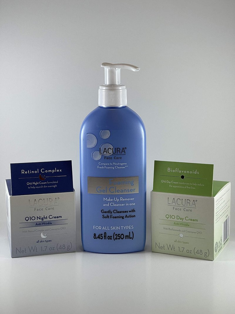 Lacura Foaming Gel Cleanser Face Care Q10 Anti-Wrinkle Day Cream Face Care Q10 Anti-Wrinkle Night Cream