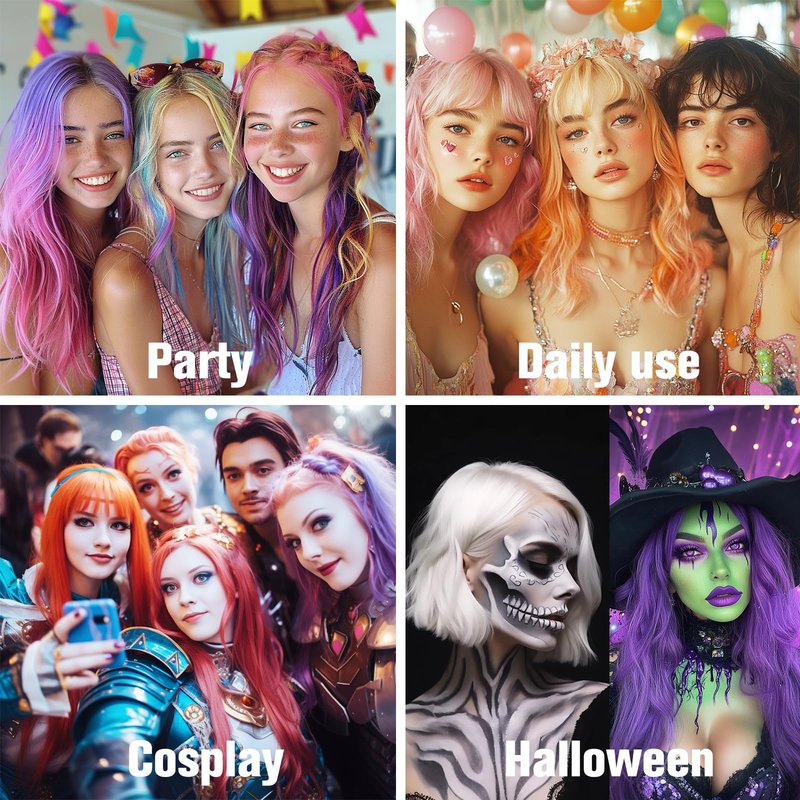 5PC Temporary Hair Color Spray Set, Pink Red Purple Blue Green Hair Spray for Women Kids Men, 1-Day Washable Hairspary for Halloween, Cosplay, Crazy Hair Day, Festivals & Parties