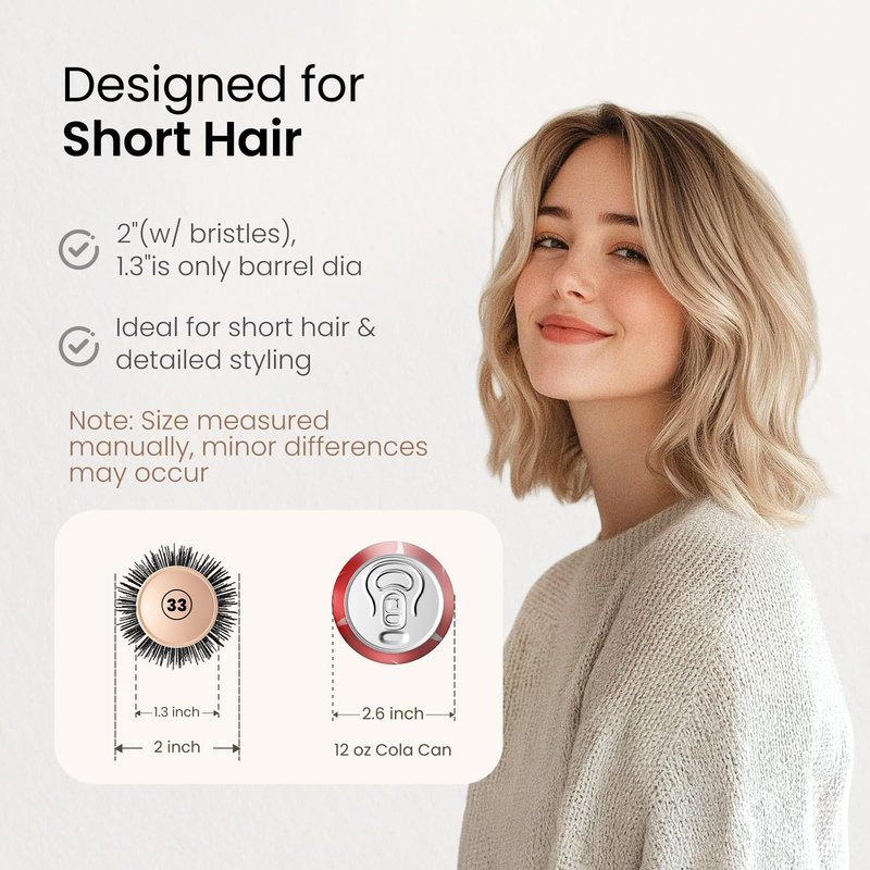 AIMIKE Round Brush for Blow Out, Small Round Hair Brush w/Nano Ion Thermal Ceramic Tech, Professional RoundBrush for Blow Drying & Styling, Maximum Volume and Shine, Barrel 1.3 inch