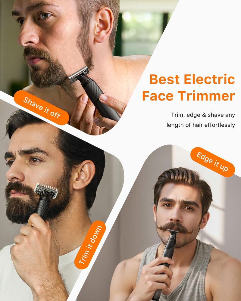 [2026 Upgraded] Beard & Nose Hair Trimmer Kit, [All-in-One] 12 in 1 Rotating Comb, Travel Body Hair Electric Shaver for Men, USB-C Fast Charging, Painless Razor Waterproof Wet/Dry, Black(Pack)