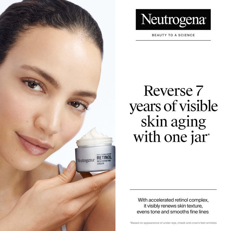 Neutrogena Rapid Wrinkle Repair Retinol Face Moisturizer, Daily Anti-Aging Face Cream with Retinol & Hyaluronic Acid to Fight Fine Lines, Wrinkles, & Dark Spots, 1.7 oz