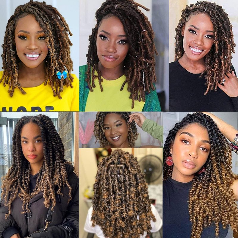 ZRQ 24 Inch Springy Afro Twist Hair 8 Packs Wine Red Marley Crochet Braiding Hair For Distressed Locs Synthetic Pre-Separated Spring Twist Hair Extension For Black Women 8 Strands/Pack (BUG#)