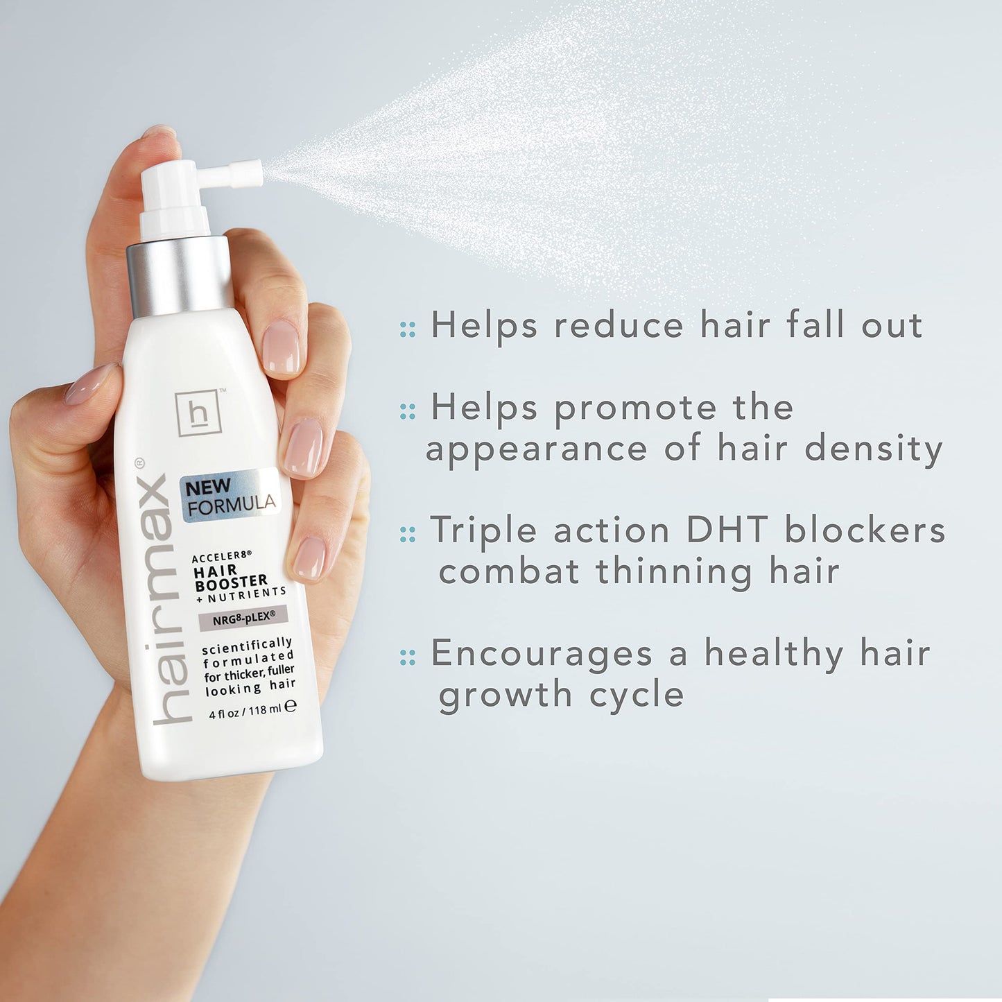 Hairmax Acceler8 Hair Booster + Nutrients - Topical Hair Regrowth Treatment - Thinning Hair Loss Solution - Advanced Scalp Care - Minimizes Hair Shedding - B Vitamins & Omega 6-4 fl oz