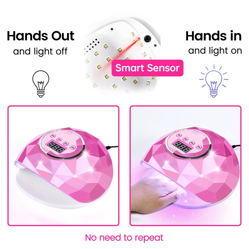 AIJIMEI UV LED Nail Lamp Nail Dryer Nail dryers for Gel and Regular Polish 86W Fast Drying Gel Polish Adjustable 4 Time Presets Smart Sensor (Pink)