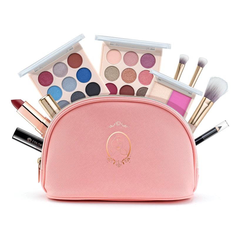 Color Nymph All In One Makeup Kit for Teen Girls Beginner, Makeup Gift Set with Eyeshadow Palette Blush Lipstick Lip Pencil Eye Pencil Brush Mascara Portable Bag - Pink