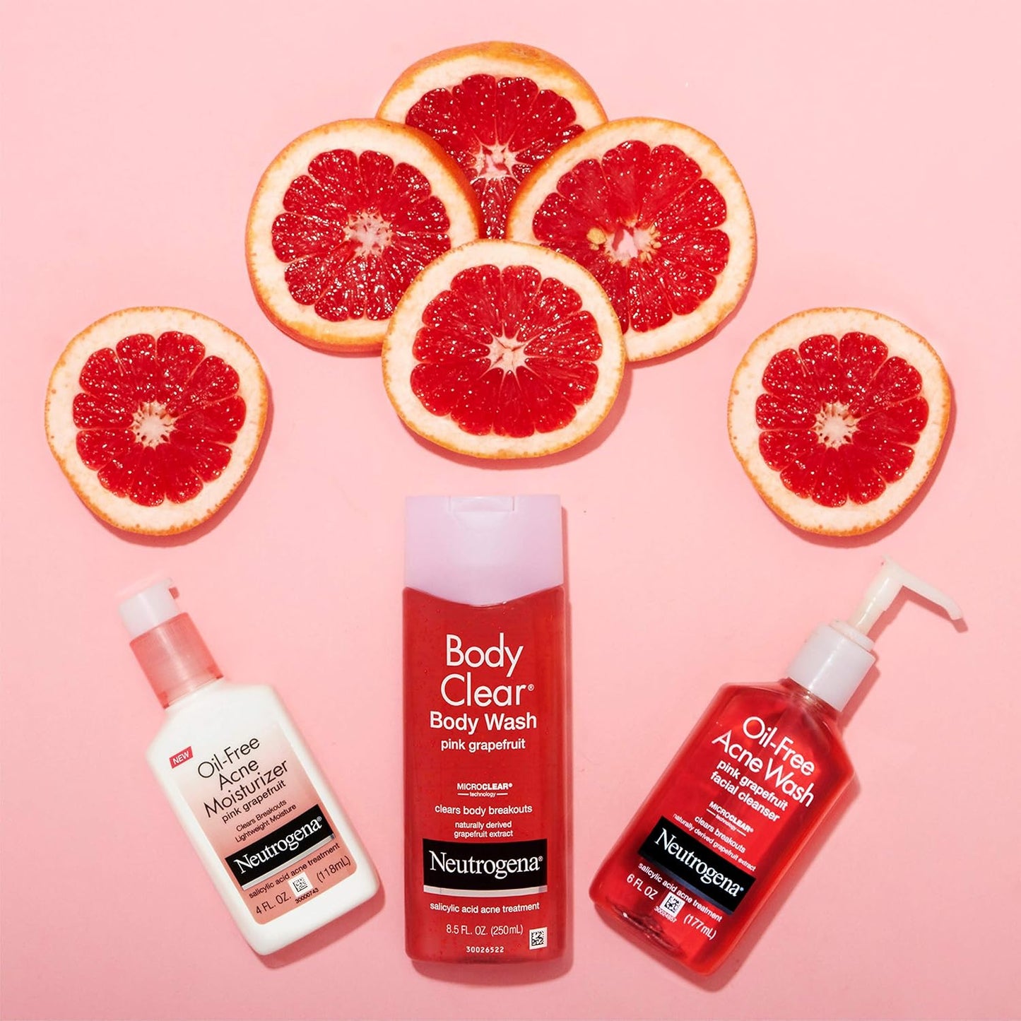 Neutrogena Body Clear Acne Treatment Wash - 2% Salicylic Acid Gel for Back, Chest & Shoulders | Pink Grapefruit, 8.5 fl. oz (Pack of 3)
