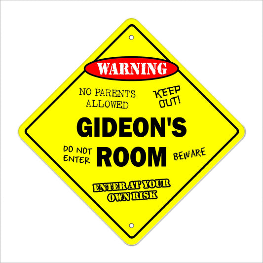 Gideon's Room Sign Crossing Zone Xing | Indoor/Outdoor | 12" Tall Kids Bedroom Decor Door Children's Name boy Girl