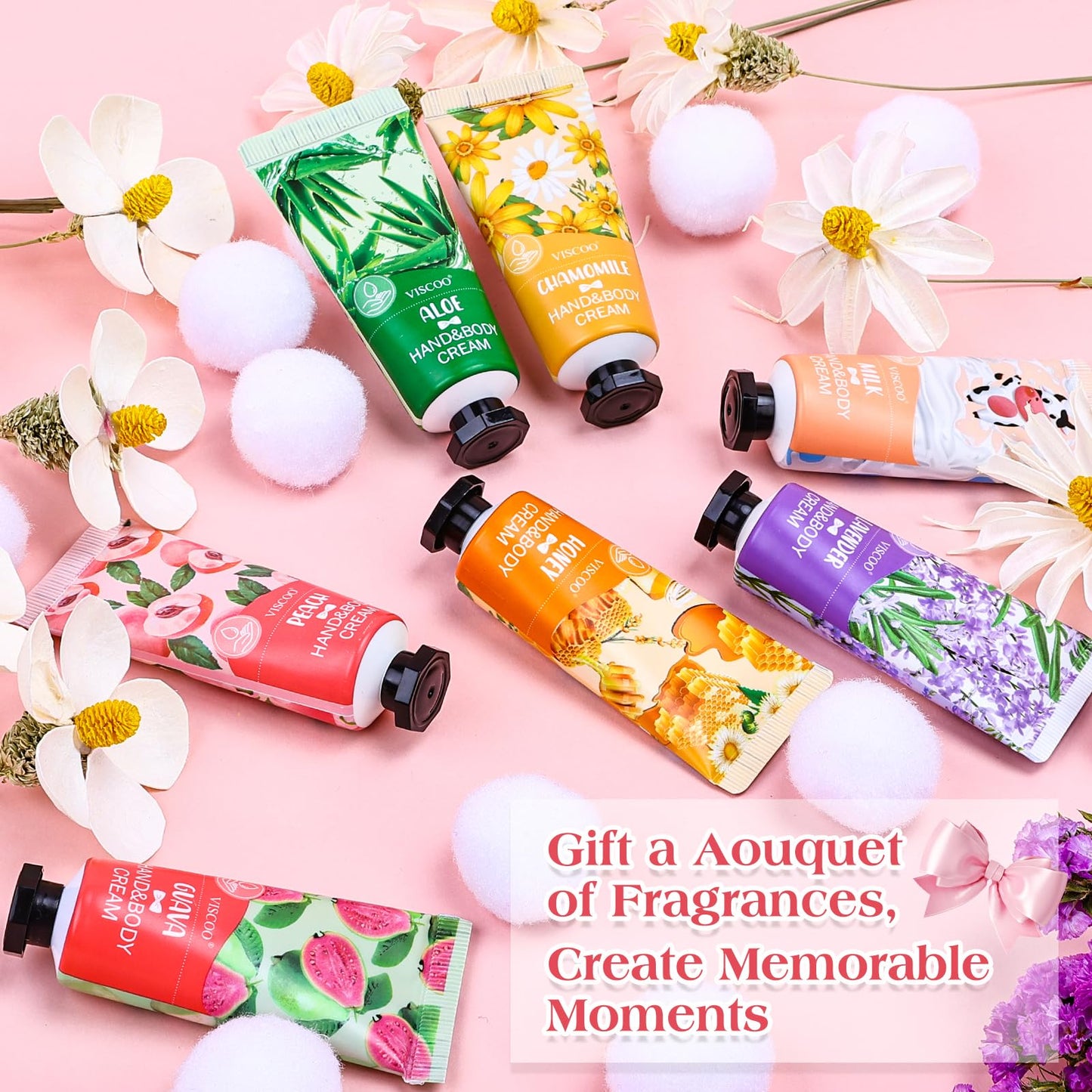 VISCOO 7 Pack Hand Cream Gifts Set for Women, Teacher Appreciation Gift / Graduation Gifts, Moisturizing Mini Hand Lotion Travel Size for Dry Cracked Hands, Birthday Gift
