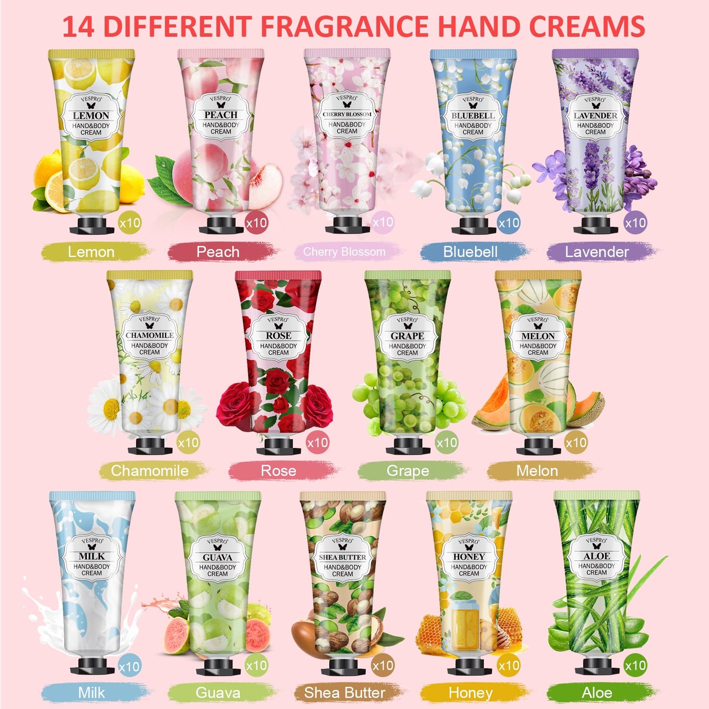 VESPRO 140 Pack Hand Cream Gifts Set, Bulk Gifts for Women, Hand Lotion Travel Size for Dry Cracked Hands, Mini Hand Cream for Teacher Appreciation Gifts, Thank You Gifts and Bridesmaid Gifts