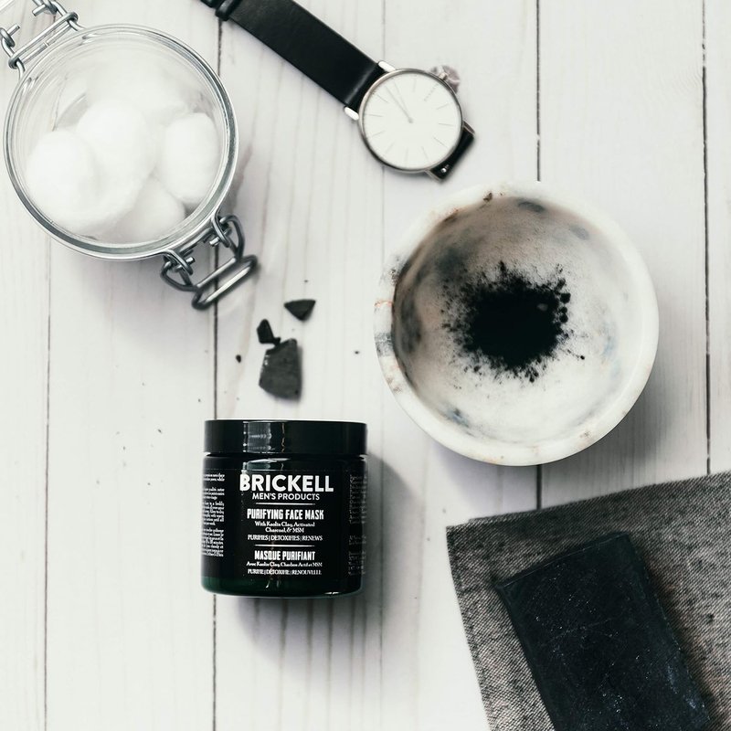 Brickell Men's Charcoal Face Mask - Detoxifying Skin Care with Kaolin Clay & Hyaluronic Acid | 4 oz, Unscented