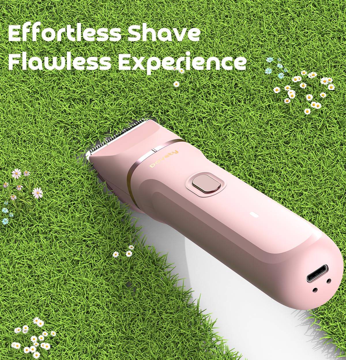 Bikini Trimmer for Women, Dovety 3 in 1 Painless Electric Razors for Women, Rechargeable Pubic Hair Trimmer Electric Shaver for Legs Body Facial Hair, IPX7 Waterproof, Ceramic Blade, USB Charge Dock