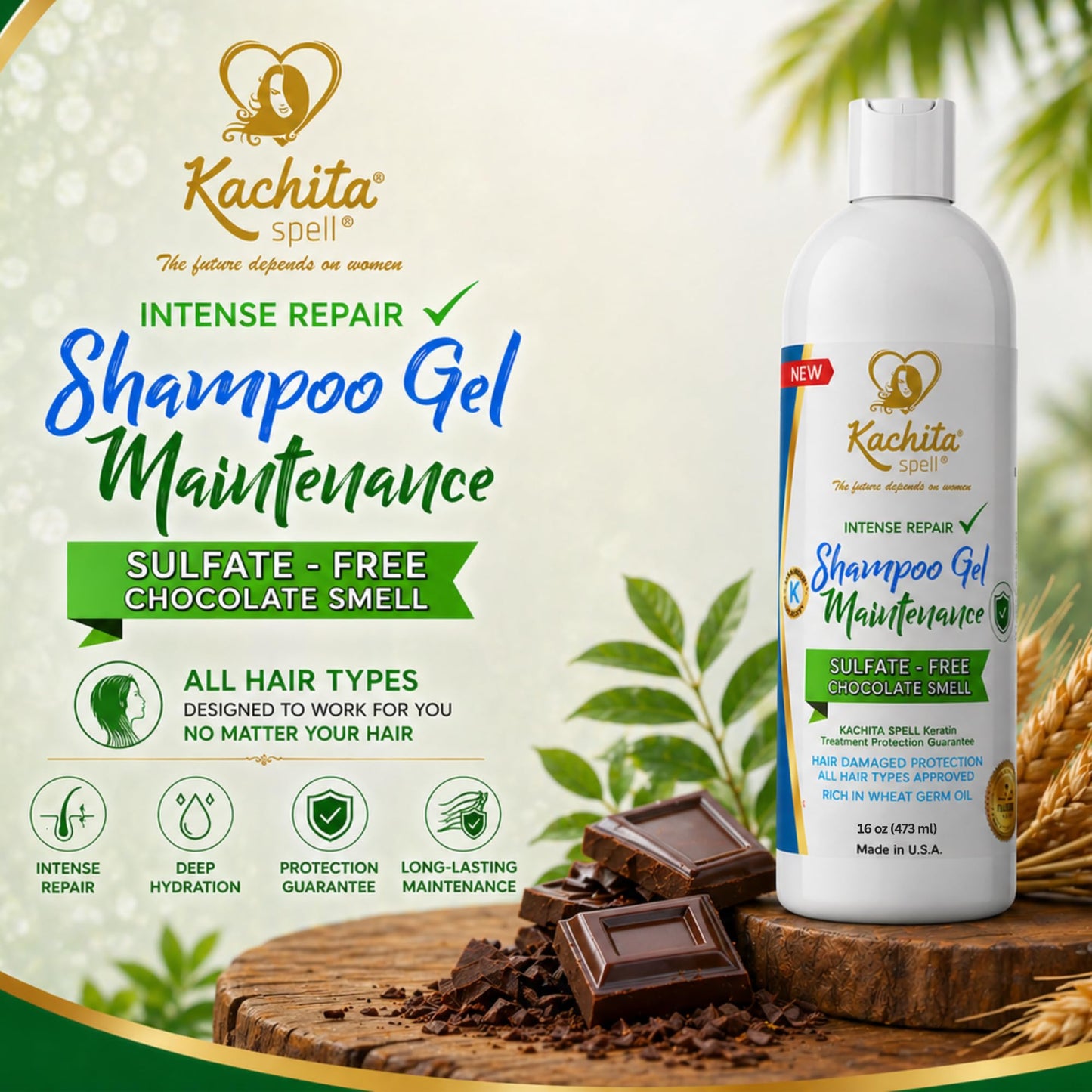 Kachita Spell Shampoo Conditioner for Keratin Treatments Sulfate Free No Paraben K-Shield 16oz
