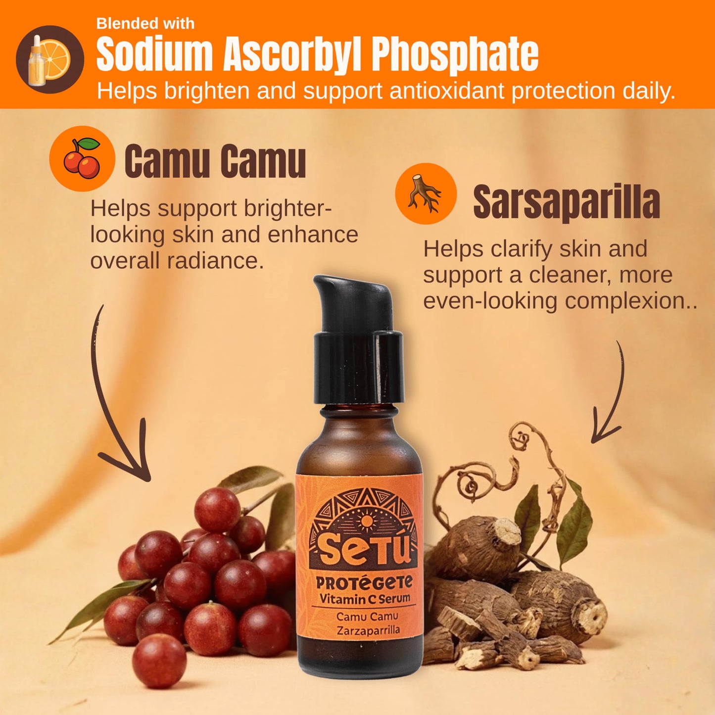 Setú® PROTÉGETE | Vitamin C Serum | Dermatologist-Developed with Camu Camu & Sarsaparilla | Helps Brighten & Even Skin Tone | Fast-Absorbing Antioxidant Serum | | All Skin Types | 1 fl. oz