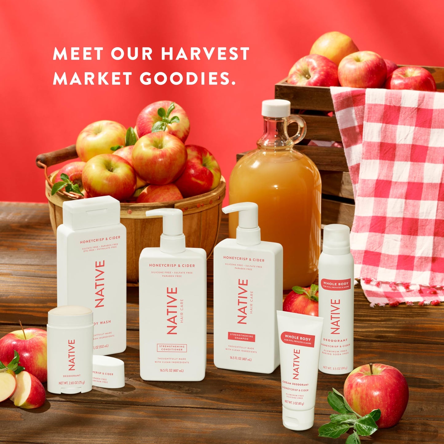 Native Hair & Body Care Set – Honey Crisp & Cider – Sulfate Free Shampoo, Strengthening Conditioner & Skin‑Loving Body Wash – Naturally Derived Ingredients – 3‑Piece Bundle