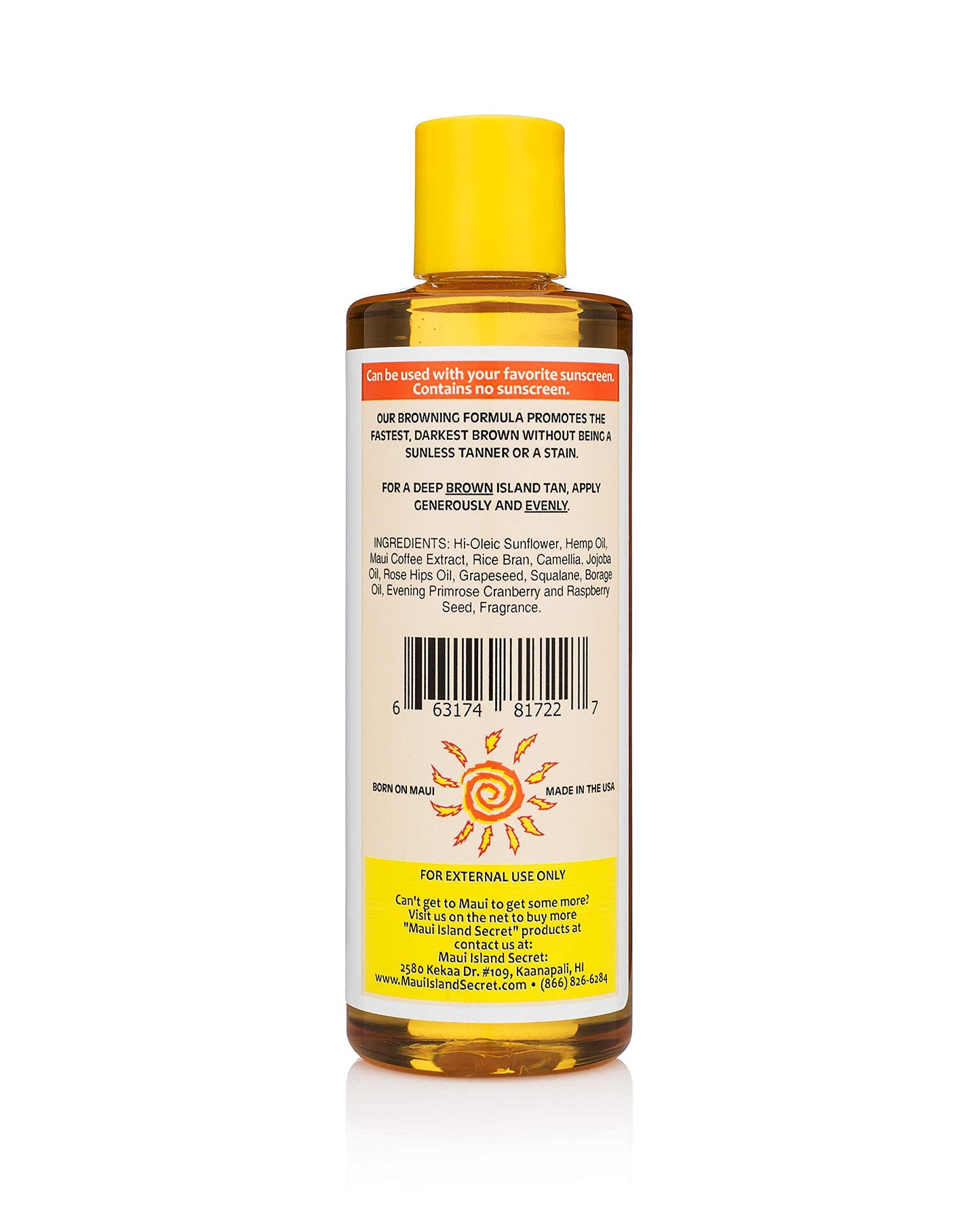 Maui Island Secret Darkest Browning Formula, Dark Tanning Oil, Deepest Darkest Tan 8oz