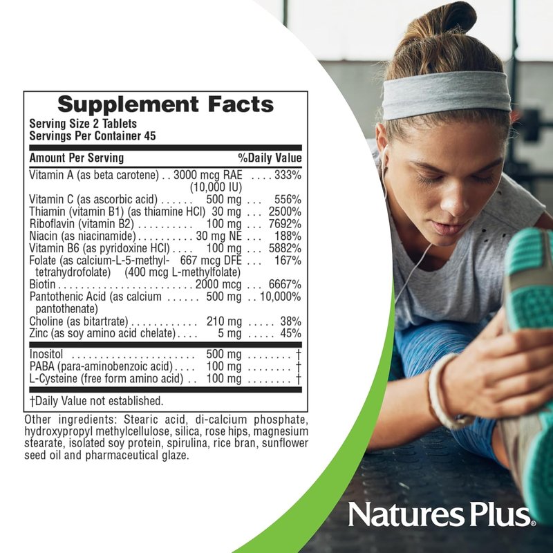 NaturesPlus Ultra Hair Tablets - 90 Sustained Release for Healthy Hair Growth | Gluten-Free, 45 Servings