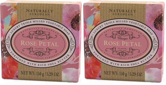 Naturally European Fragrance by Somerset Rose Petal Soap Bar, 5.29 Fl Oz (Pack of 2)