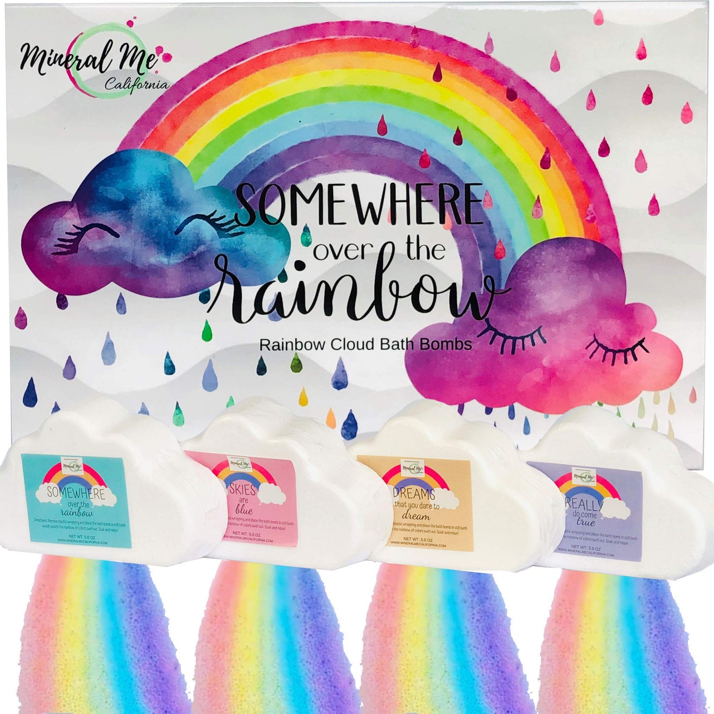 Bath Bombs for Kids - Organic Magic Rainbow Bubble Bath Bombs w/Moisturizing Shea Butter and Natural Oils, 4 Large Unicorn Cloud BathBombs, Birthday Gift for Her, Girlfriend, Wife, Teen Girls