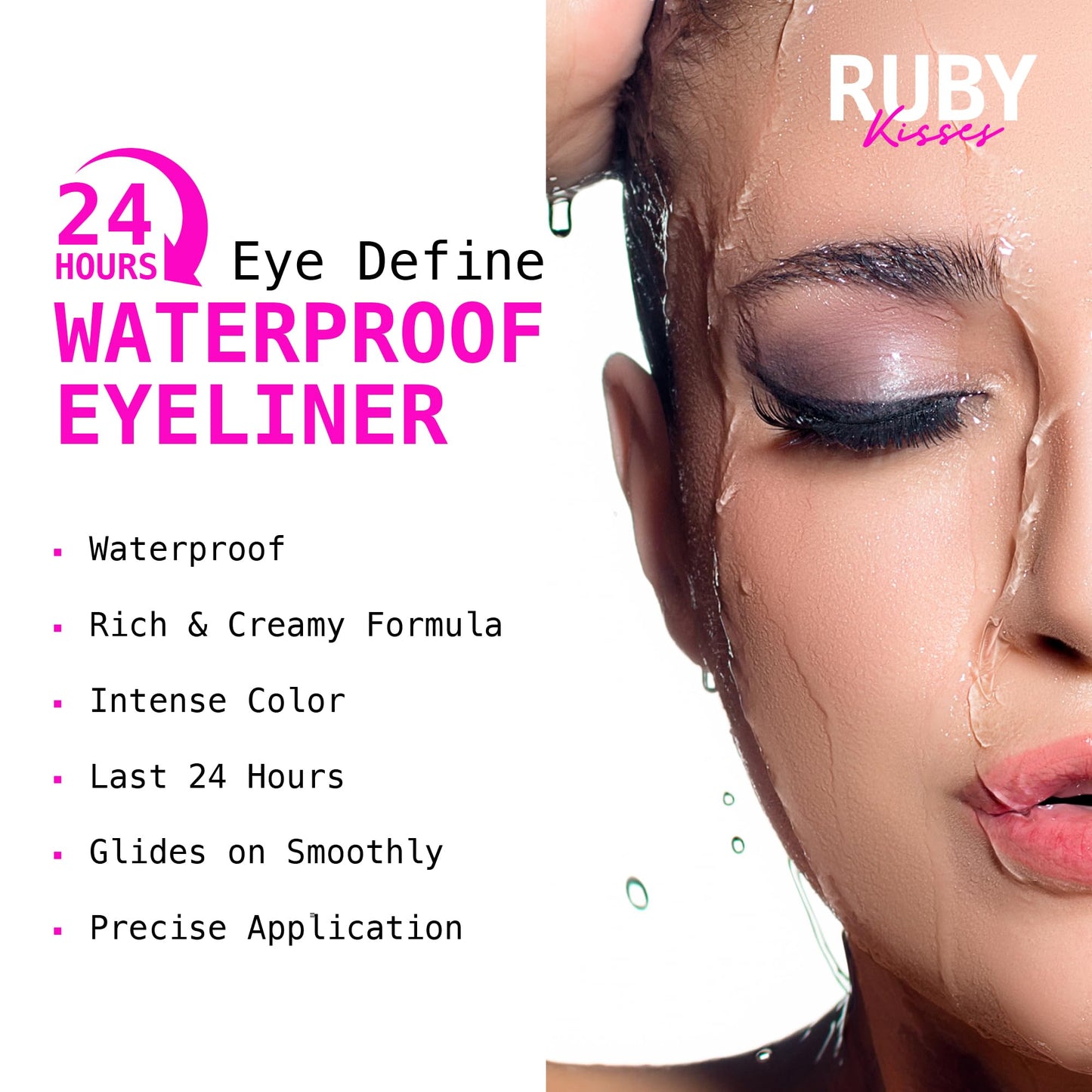 Ruby Kisses Pencil Eyeliner, Retractable Eyeliner, Waterproof, Smudge-Proof Eye Makeup, High Pigmented, 24H Long Lasting Eyepencil (Deep Brown)