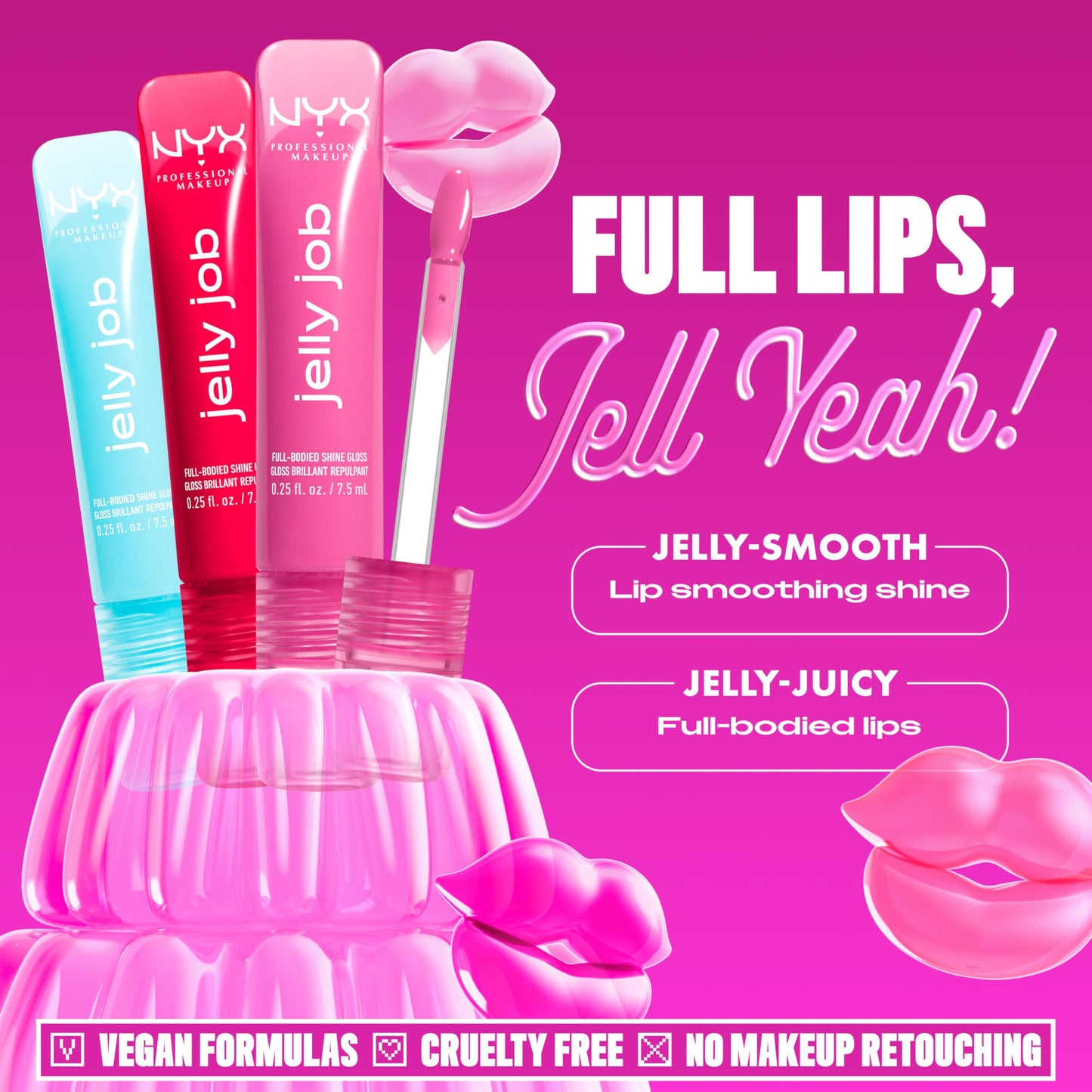 NYX PROFESSIONAL MAKEUP Jelly Job Lip Gloss, Lip Tint Gloss with Full-Bodied, Smoothing, and Hyper-Glossy Shine - Toast N' Jelly (Pale Nude)