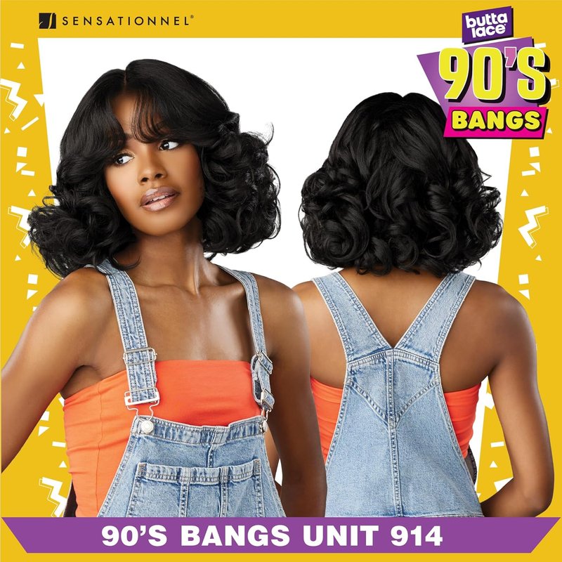 Sensationnel Butta Lace 90S Bangs Wig - Glueless Synthetic Hair with Pre-Plucked Hairline | Beige Blonde