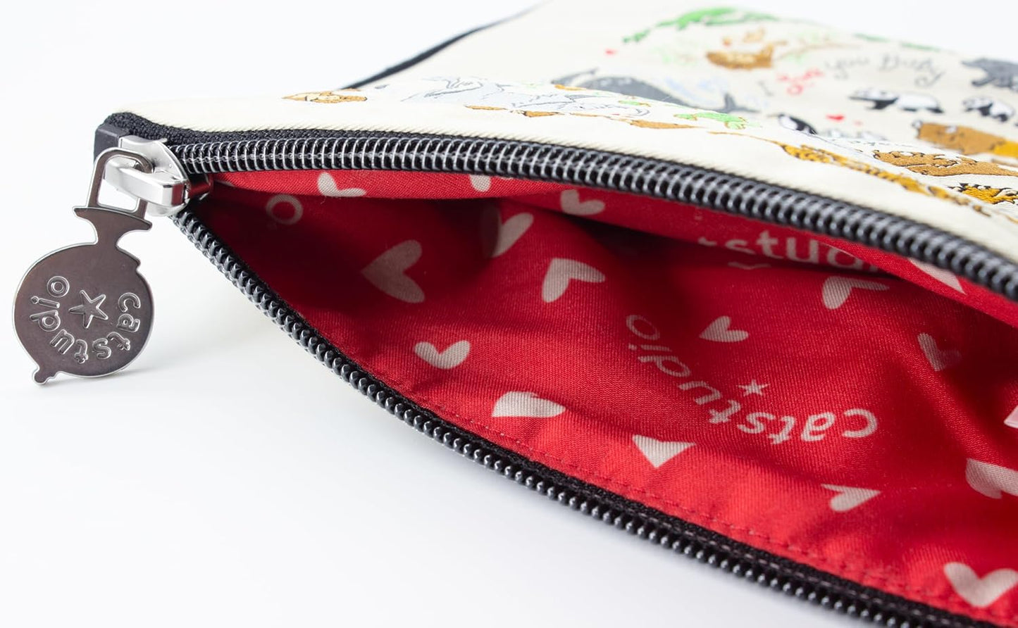 Catstudio Zipper Pouch - Embroidered Mom Design | Travel Toiletry Bag & Purse Organizer