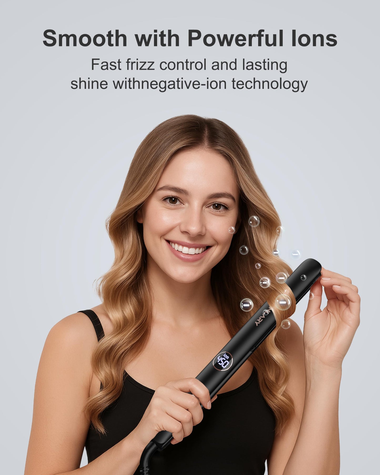 Annlary Hair Straightener, 1 Inch Flat Iron Hair Straightener and Curler 2 in 1, Professional Ceramic Ionic Dual Voltage Flat Iron with Anti-Iron Silicone for Less Frizz, Shinier & Smoother Hair